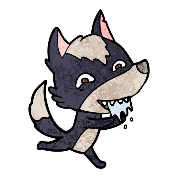 Vektor Illustration Von Cartoon Hungrigen Wolf — Stockvektor