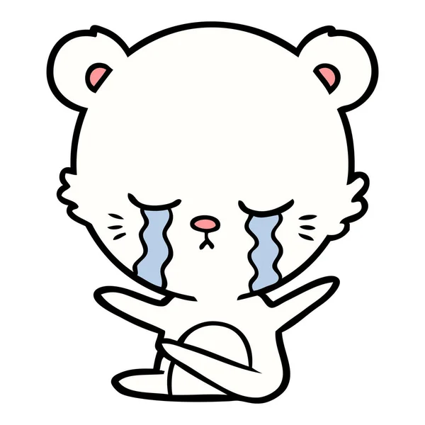 Triste Petit Ours Polaire Dessin Animé — Image vectorielle