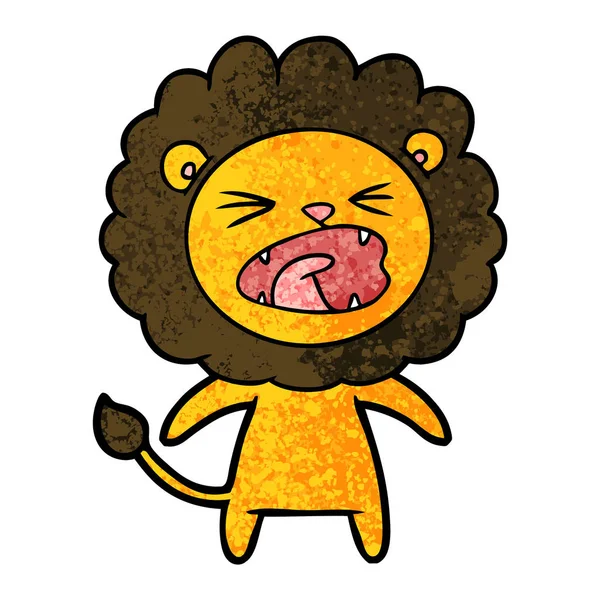 Vector Illustration Cartoon Angry Lion — Stock Vector