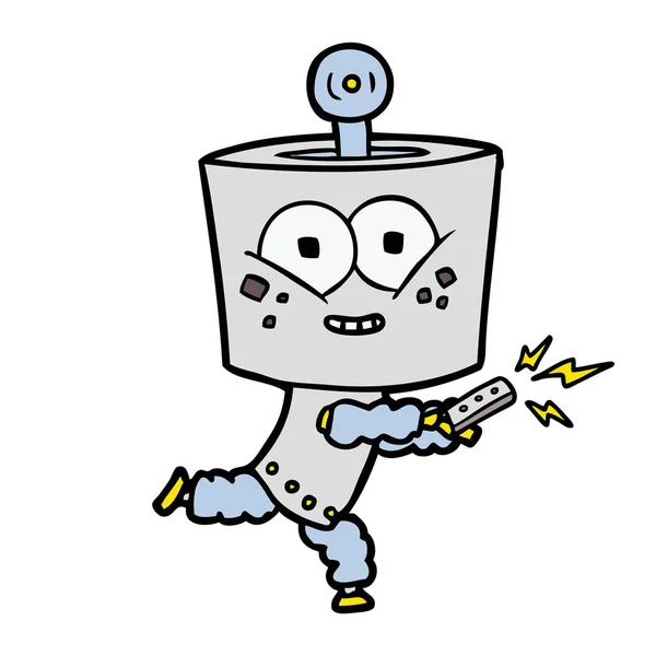 Robot Cartone Animato Felice Con Telecomando — Vettoriale Stock