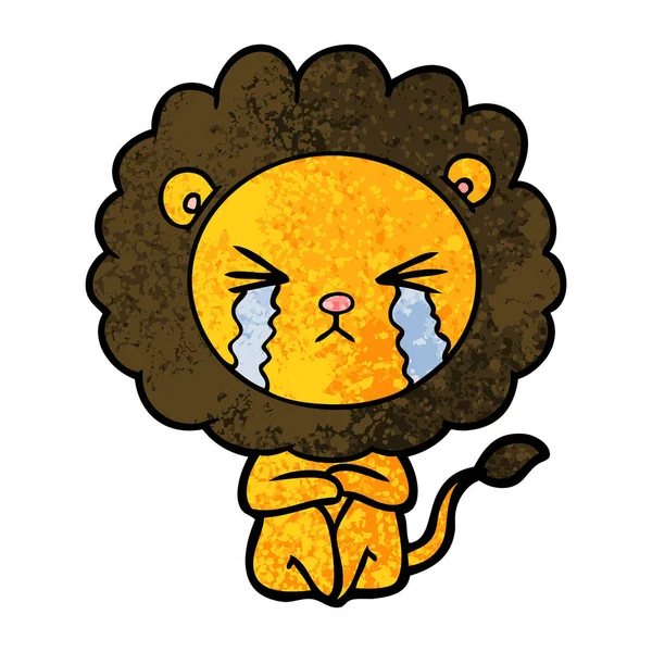 Vector Illustration Cartoon Crying Lion — Stock Vector