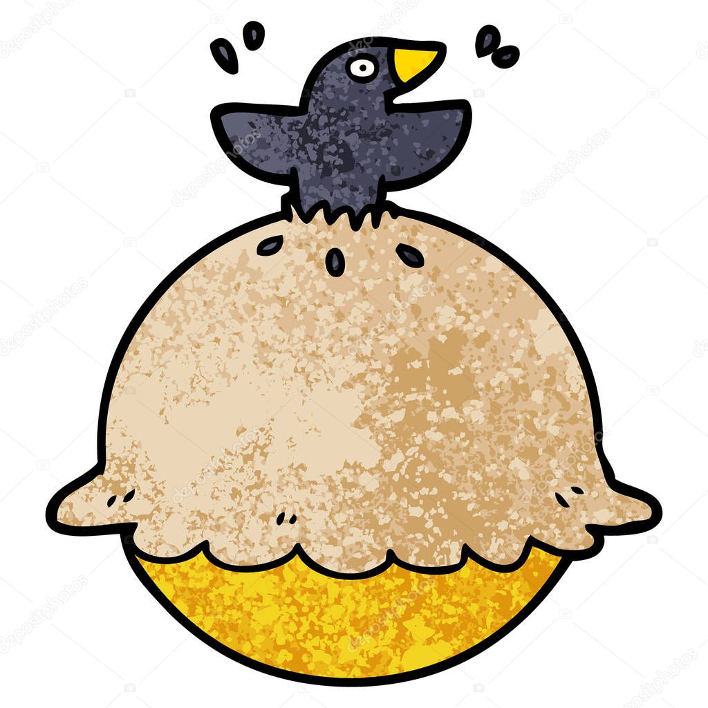 cartoon blackbird in a pie