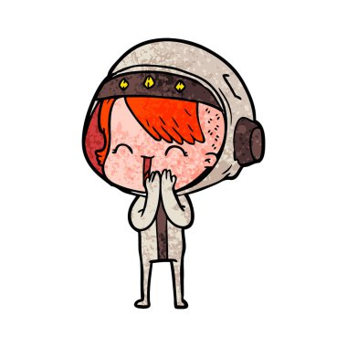 kıkırdayarak karikatür alan kız