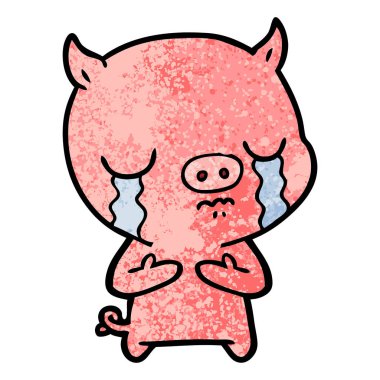 vektör çizim karikatür domuz ağlama