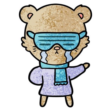 vektör çizim karikatür ayı ağlama