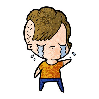 Ağlayan kızın vektör çizimi