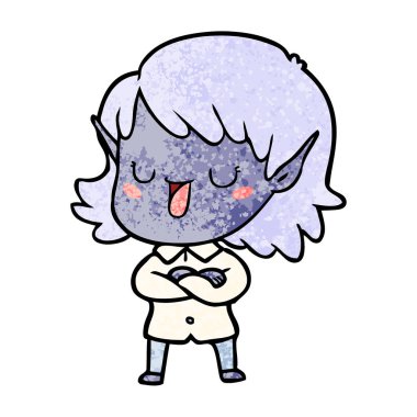 vektör çizim karikatür elf kızı