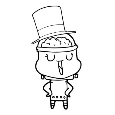 mutlu karikatür robot üst şapka