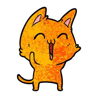 vektör çizim karikatür mutlu kedi