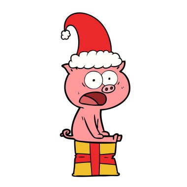 Noel domuz bağırarak oturan çizgi film