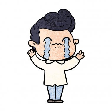 vektör çizim karikatür adam ağlıyor