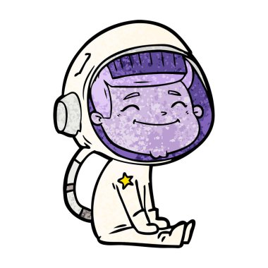 mutlu karikatür astronot vektör çizim