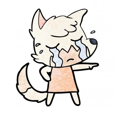 Tilki çizgi film ağlama vektör çizim