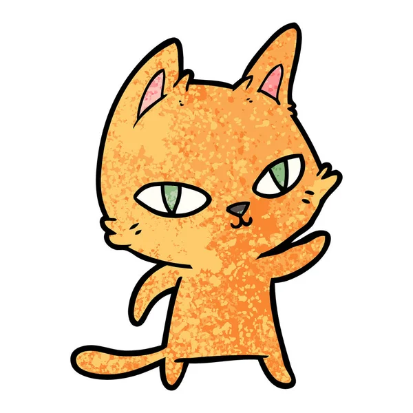 Vector Ilustración Dibujos Animados Gato Mirando — Vector de stock