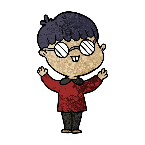 Kreslený Chlapec Nosí Brýle — Stockový vektor