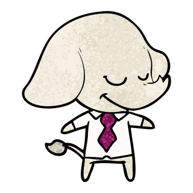 vektör çizim karikatür fil gülümseyen