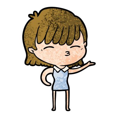 Çizgi filmdeki kadının vektör çizimi