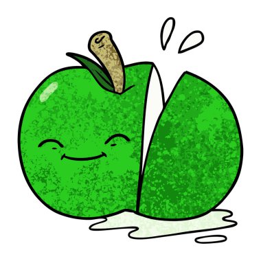 vektör çizim karikatür dilimlenmiş elma