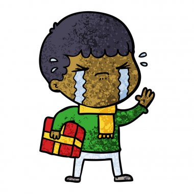 vektör çizim karikatür adam ağlıyor