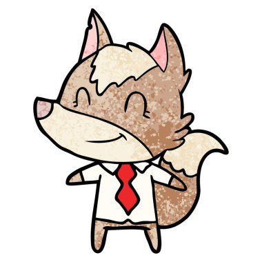 Dostu karikatür kurt ofis çalışanı