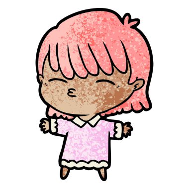 Çizgi filmdeki kadının vektör çizimi