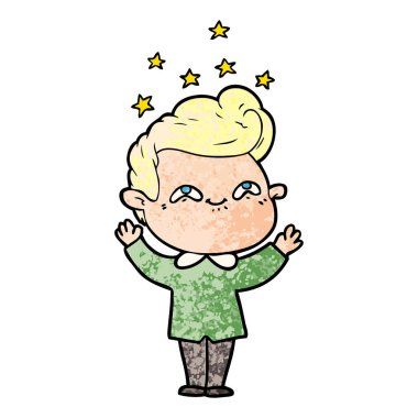 vektör çizim karikatür dostum heyecanlı