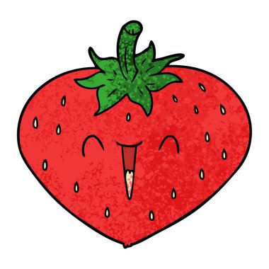 mutlu çizgi film çilek vektör çizim