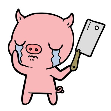 vektör çizim karikatür domuz ağlama