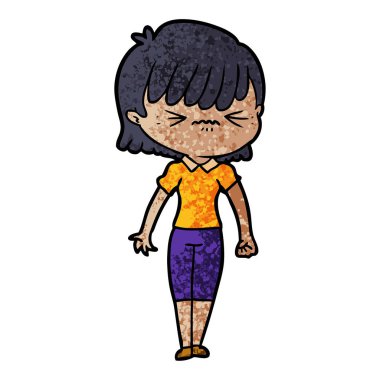 rahatsız çizgi film kız vektör çizim