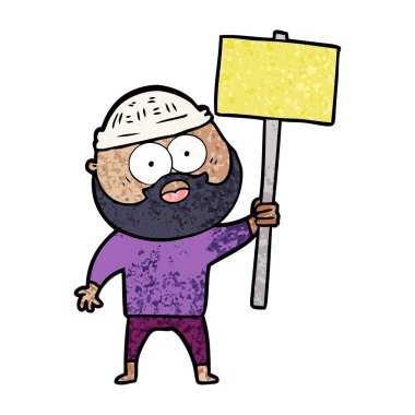 yön tabelası ile sakallı adam çizgi film