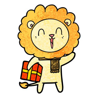 Aslan karikatür gülen vektör çizim