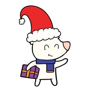 Noel hediyesi ile dişi kutup ayısı