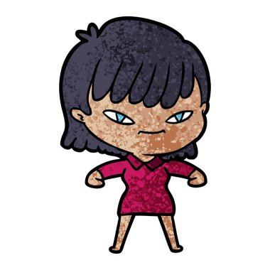 Çizgi filmdeki kadının vektör çizimi