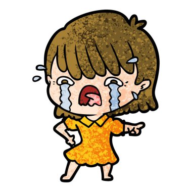 vektör çizim karikatür kız ağlıyor