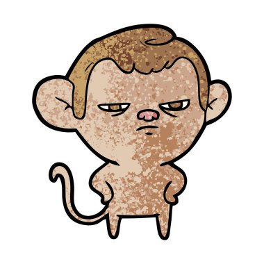 Vektör çizim üzerinde beyaz izole karikatür kızgın maymun