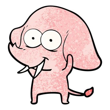 mutlu çizgi film fil vektör çizim