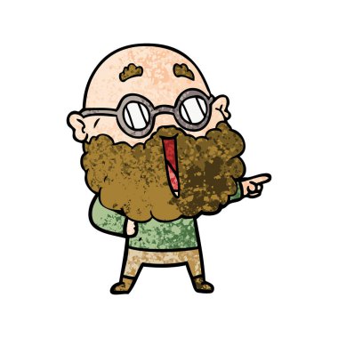 çizgi film neşeli adam sakal işaret parmağı