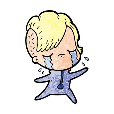 Ağlayan kızın vektör çizimi