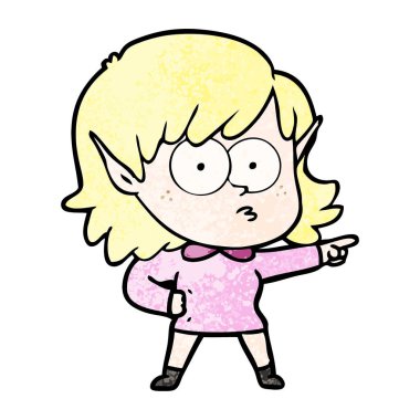 vektör çizim karikatür elf kızı