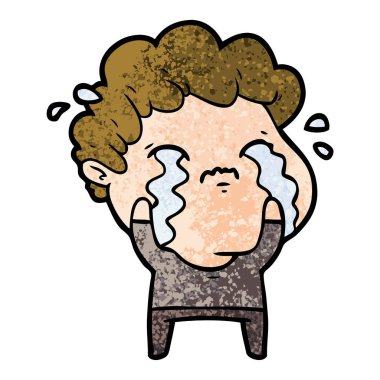 vektör çizim karikatür adam ağlıyor