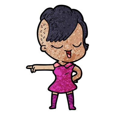 mutlu çizgi film kız vektör çizim