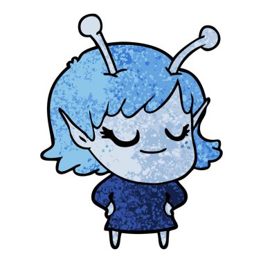 gülümseyen uzaylı kız çizgi film