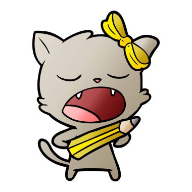 vektör çizim karikatür esneme kedi