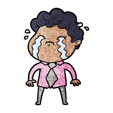 vektör çizim karikatür adam ağlıyor