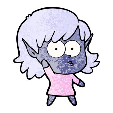 vektör çizim karikatür elf kızı