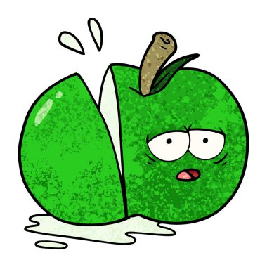 vektör çizim karikatür dilimlenmiş elma