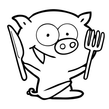 neşeli oturma domuz çizgi film