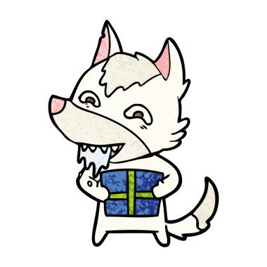 vektör çizim karikatür aç kurt