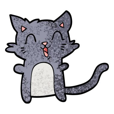 vektör çizim karikatür mutlu kedi