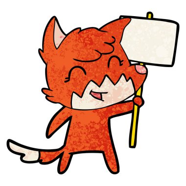 mutlu karikatür fox vektör çizim